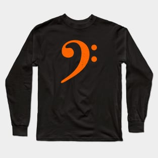 Bass Player Gift - Distressed Orange Bass Clef Long Sleeve T-Shirt